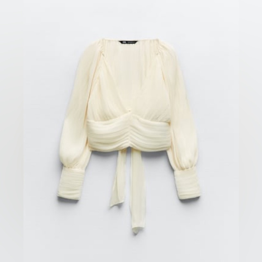 NWT ZARA PLEATED BODY WITH LACE TOP, SIZE  M